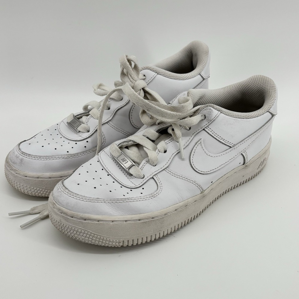 Nike Air Force One Sz US Kids 6.5Y-Wmns 5.5-Triple White Low Cut Shoes Leather